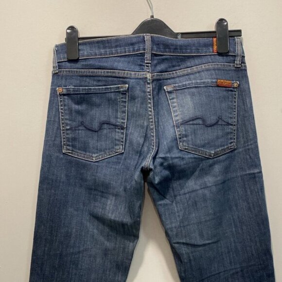 7 For All Mankind Blue Straight Leg Mid Rise Jeans 27/ 33 tall - Picture 8 of 14